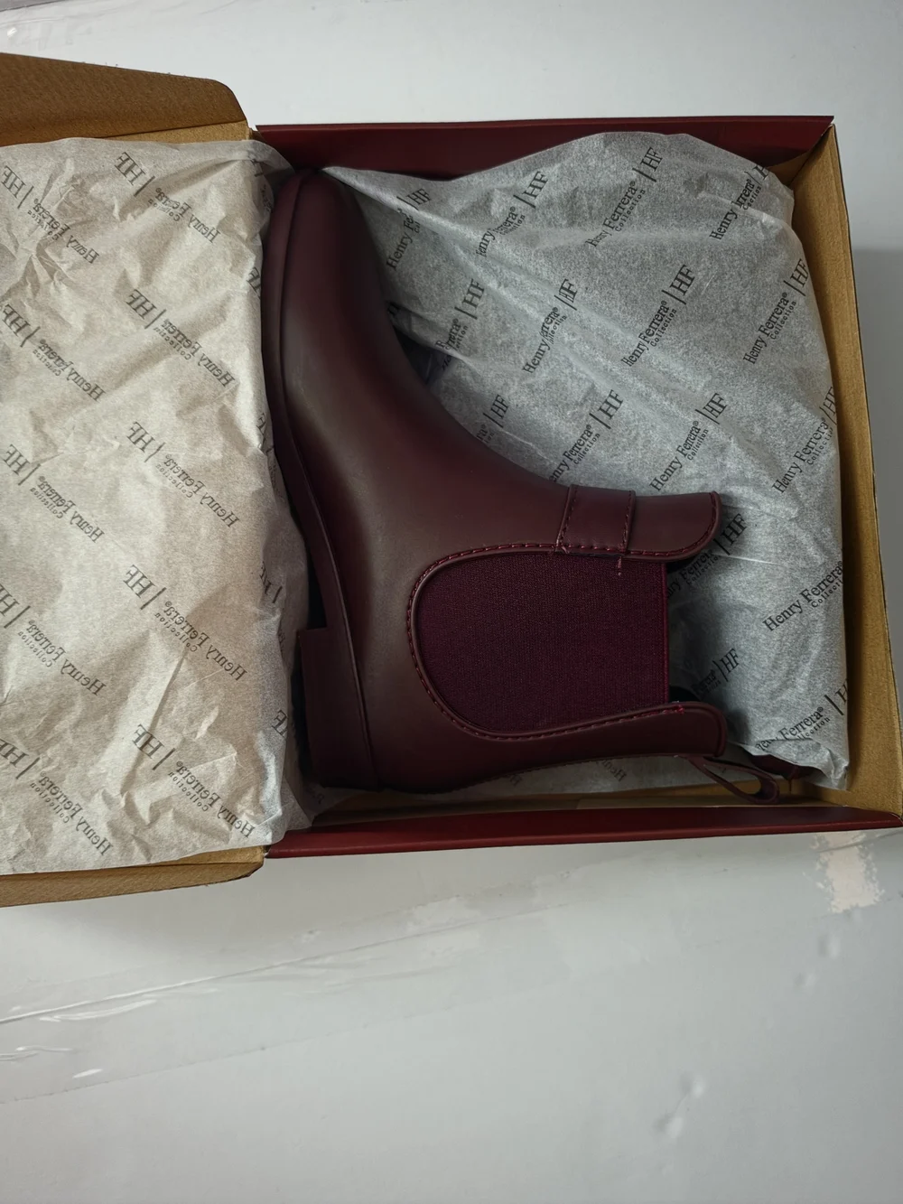 Henry Ferrera Quilted Chelsea Rain Boots - Burgundy